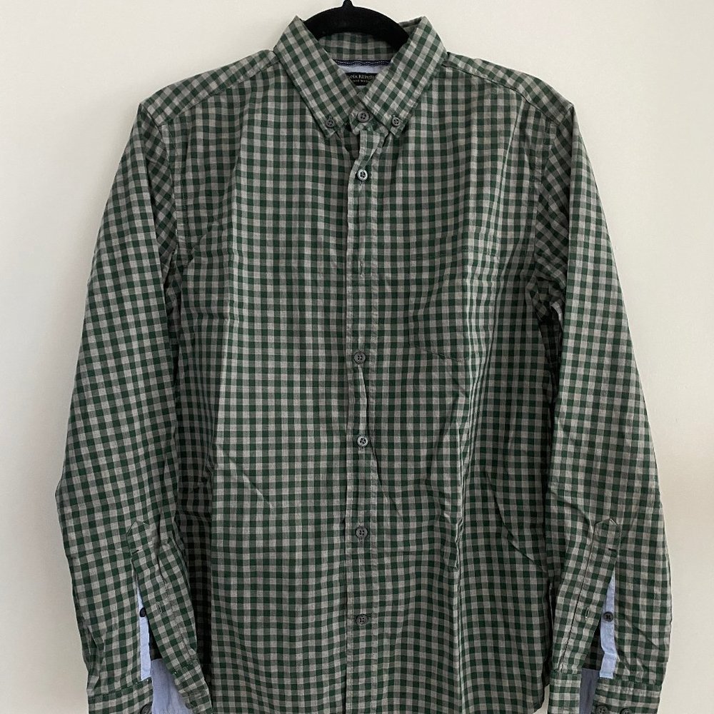 Banana Republic Green Plaid Custom 078 Wash Shirt